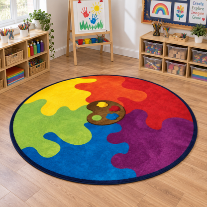 Rainbow Colour Palette Carpet lifestyle image 6 of 8 — shown without children