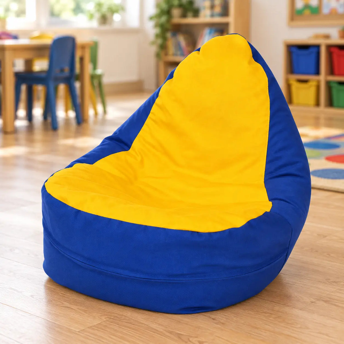 Rainbow Easy Clean Bean Bag Chair in an early years classroom