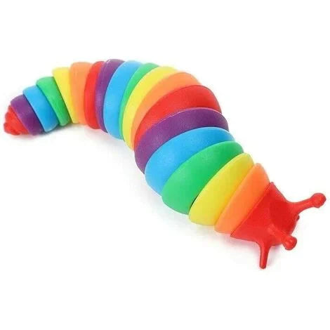 Rainbow Fidget Slug, Introducing the incredible Rainbow Fidget Slug, the ultimate fidget toy that combines flexibility, vibrant colors, and endless playability! This unique slug has been meticulously crafted with a 3D articulated design, making it incredibly flexible and irresistibly addictive to play with.Made from a series of rainbow-colored flexible parts, this fidget slug is not only visually stunning but also perfect for small hands or for carrying around wherever you go. The compact size ensures that 