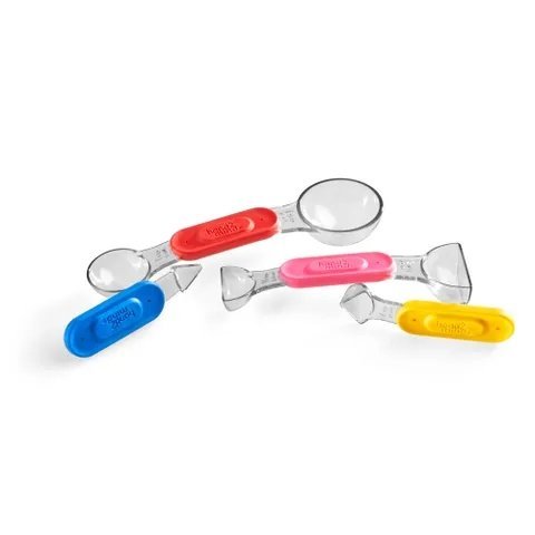 Rainbow Fraction Measuring Spoons, The Rainbow Fraction Measuring Spoons are a delightful and educational set designed to make learning about measurements and fractions fun and interactive. These spoons are an ideal tool for children to understand volume, capacity, and fractions, especially when engaged in cooking activities or playful learning. They are colorful, food-safe, and dishwasher-safe, allowing for worry-free, messy play. Rainbow Fraction Measuring Spoons Features: Vibrant Colours: Each spoon is v