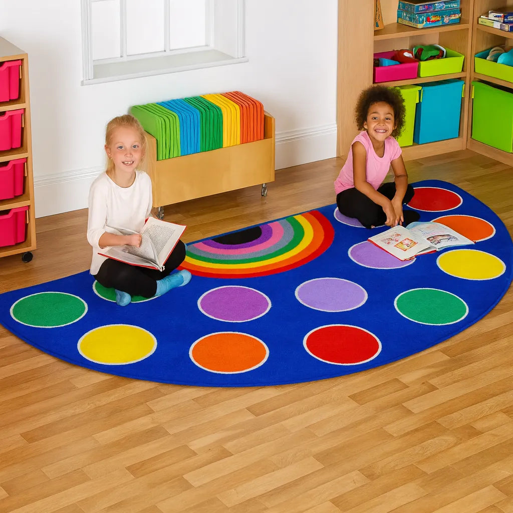 Rainbow Semi Circle Classroom Carpet-Rainbow Semi Circle Classroom Carpet