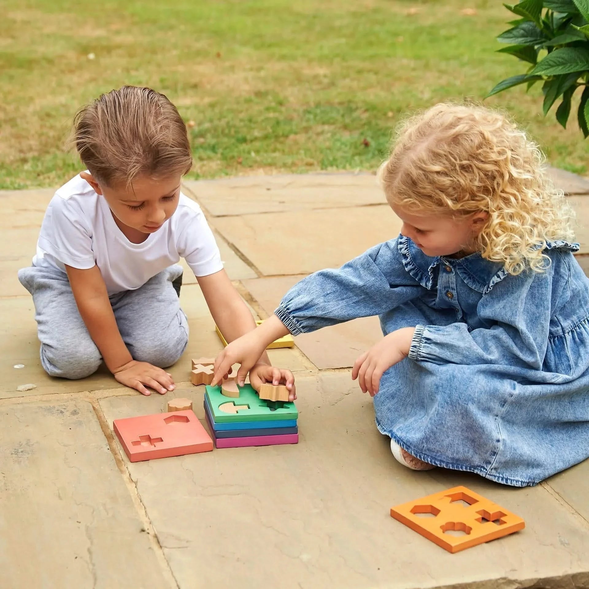 Rainbow Wooden Shape Stacker-Rainbow Wooden Shape Stacker