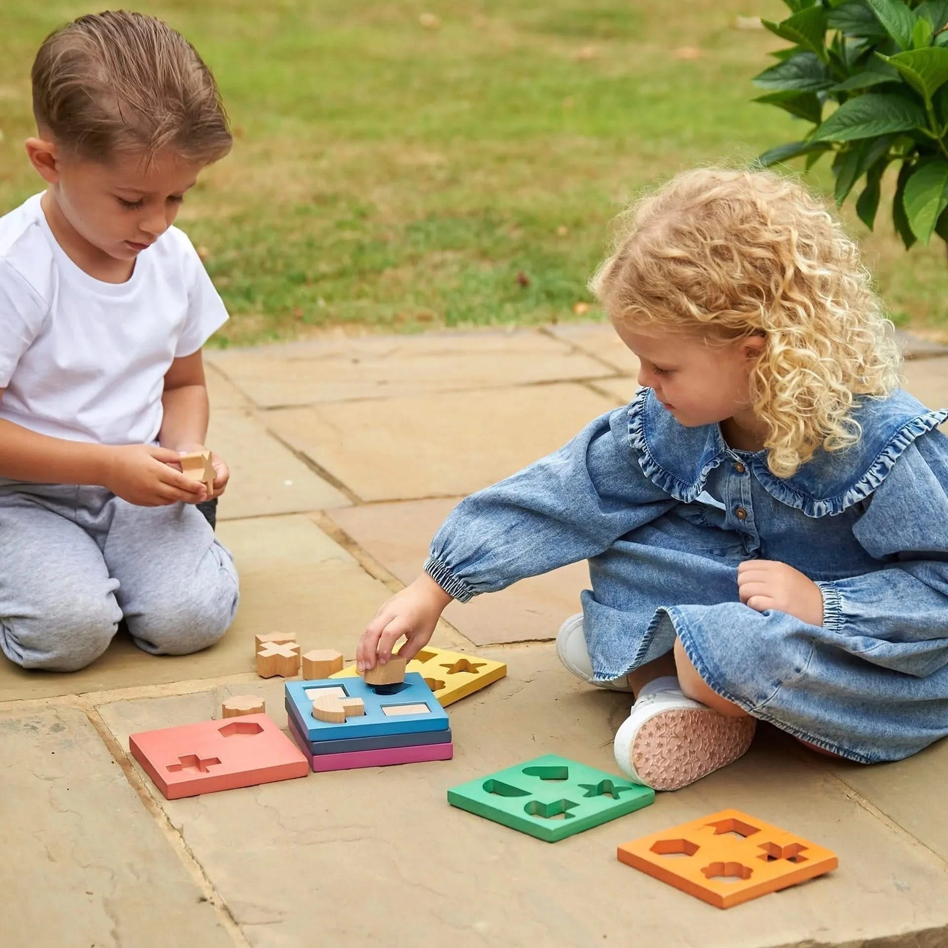 Rainbow Wooden Shape Stacker-Rainbow Wooden Shape Stacker