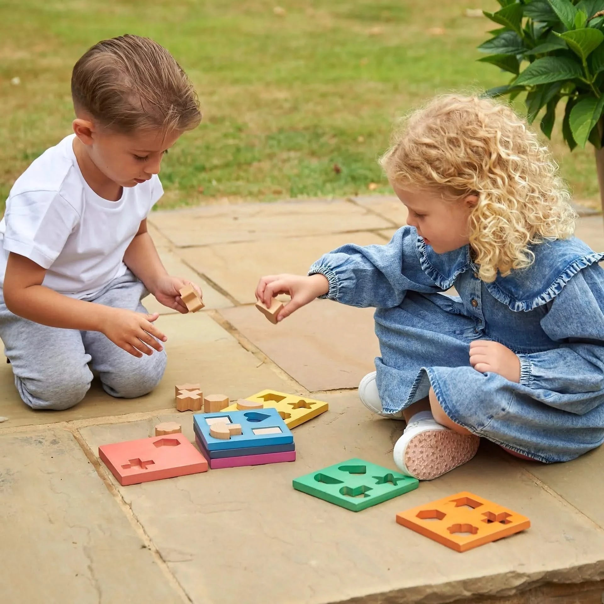 Rainbow Wooden Shape Stacker-Rainbow Wooden Shape Stacker
