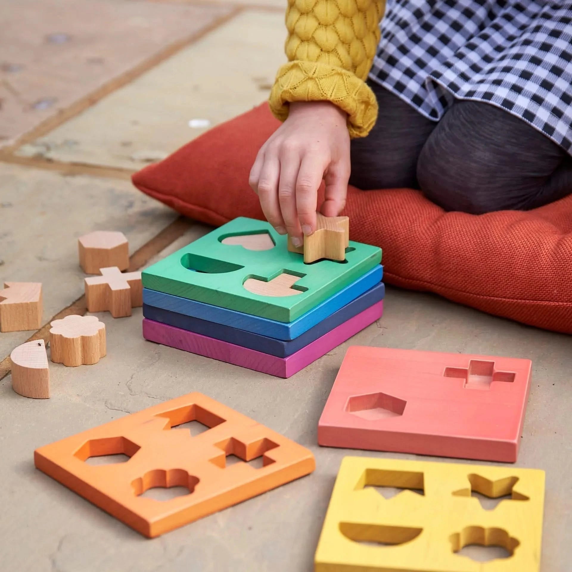 Rainbow Wooden Shape Stacker-Rainbow Wooden Shape Stacker