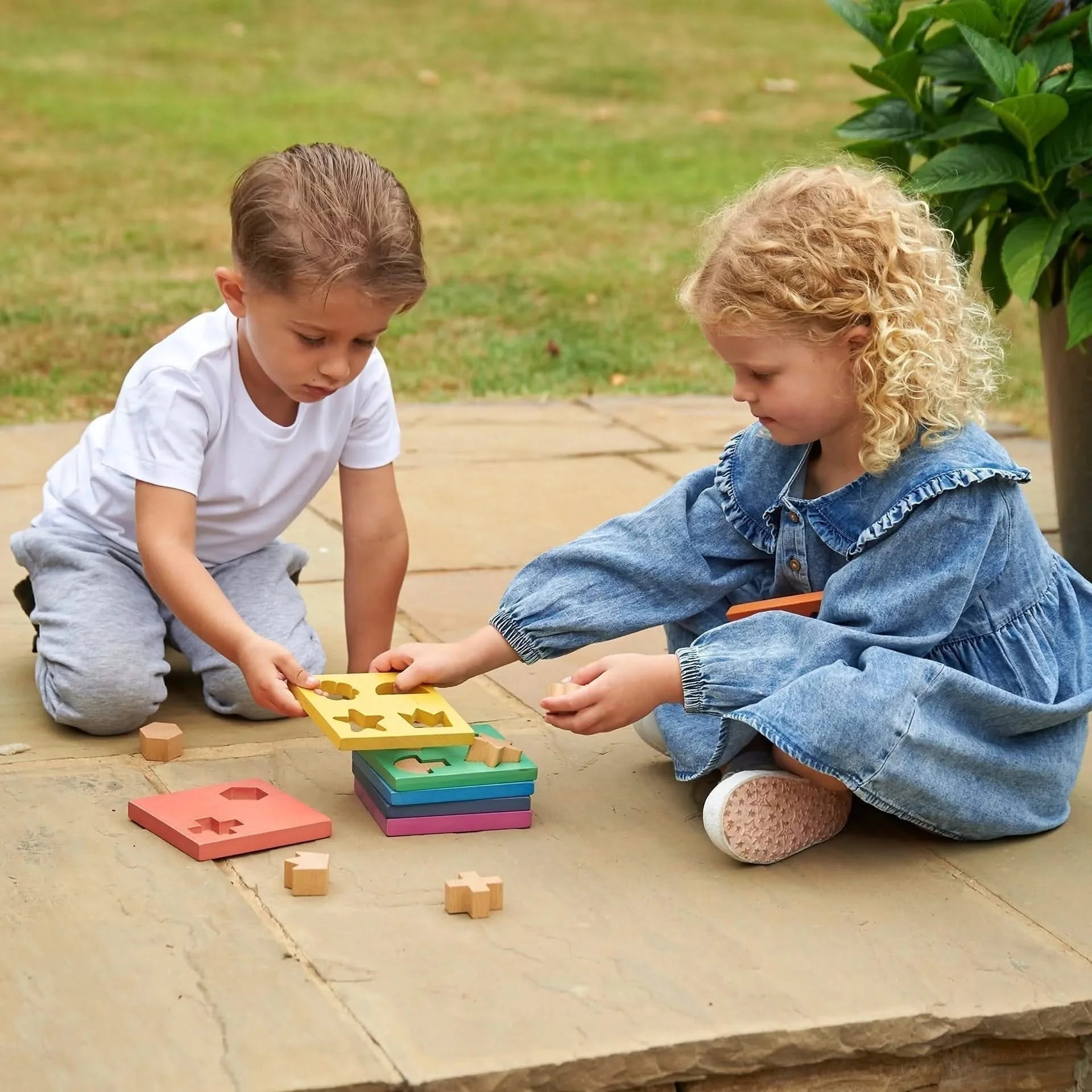 Rainbow Wooden Shape Stacker-Rainbow Wooden Shape Stacker