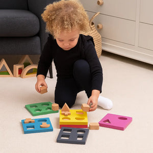 Rainbow Wooden Shape Stacker-Rainbow Wooden Shape Stacker