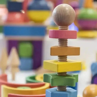 Rainbow Wooden Shape Twister-Rainbow Wooden Shape Twister