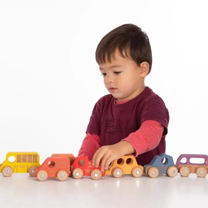 Rainbow Wooden Vehicles Set - Pk12-Rainbow Wooden Vehicles Set - Pk12