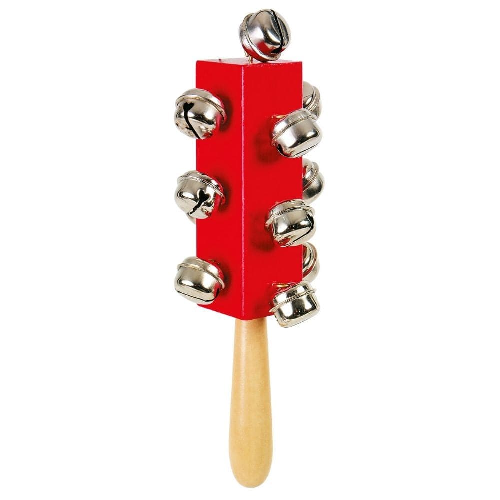Rattle Bell Stick, Introduce your little ones to the magical world of music with our Rattle Bell Stick! This enchanting EYFS music resource features 13 vibrant metal bells securely attached to a premium treated wooden handle. Designed specifically for small children, our Rattle Bell Stick is an exceptional acoustic instrument that effortlessly supplements any musical band. It is not only an entertaining addition but also ignites a sense of joy and excitement while playing music. The Rattle Bell Stick serves