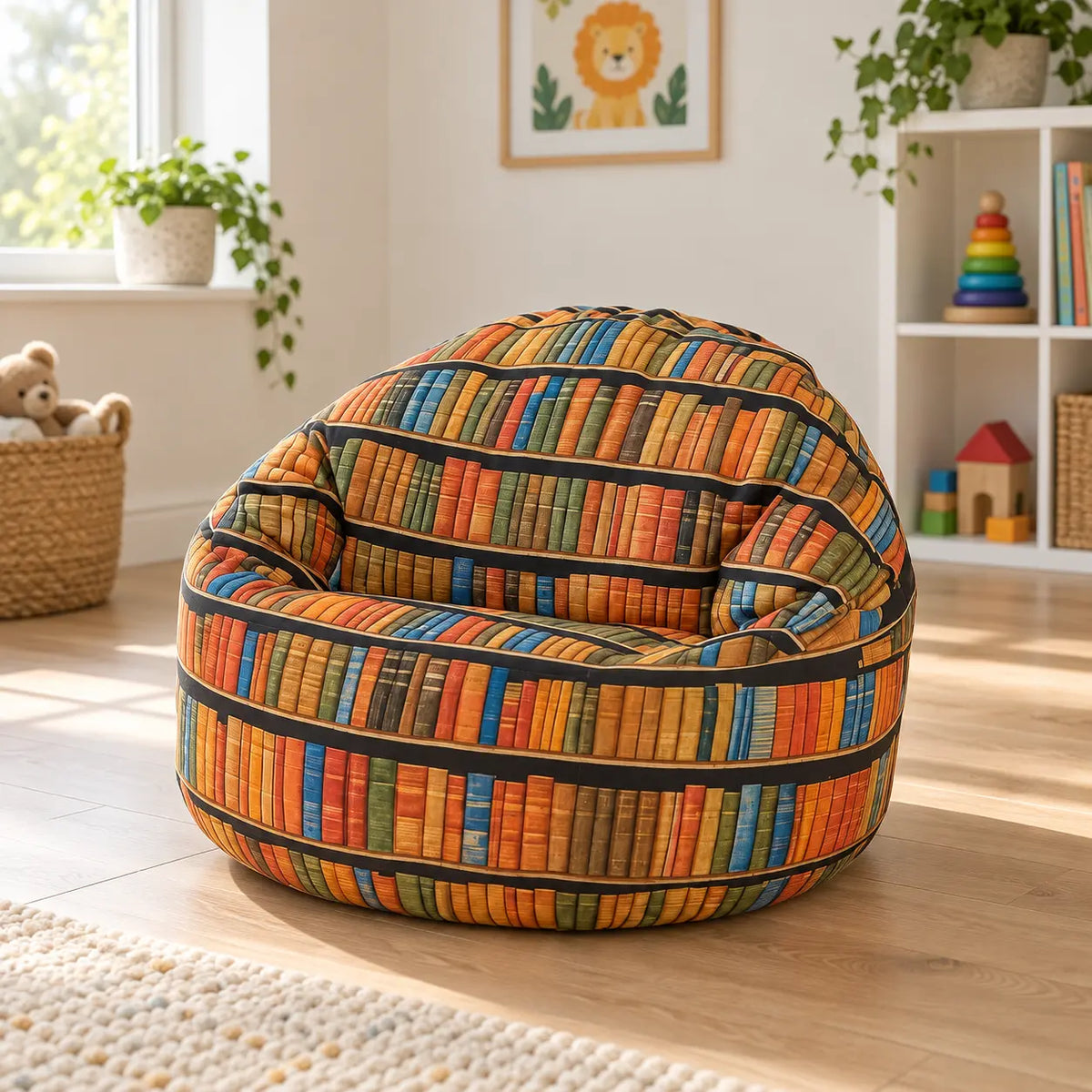 Reading Beany Chair in a family home playroom