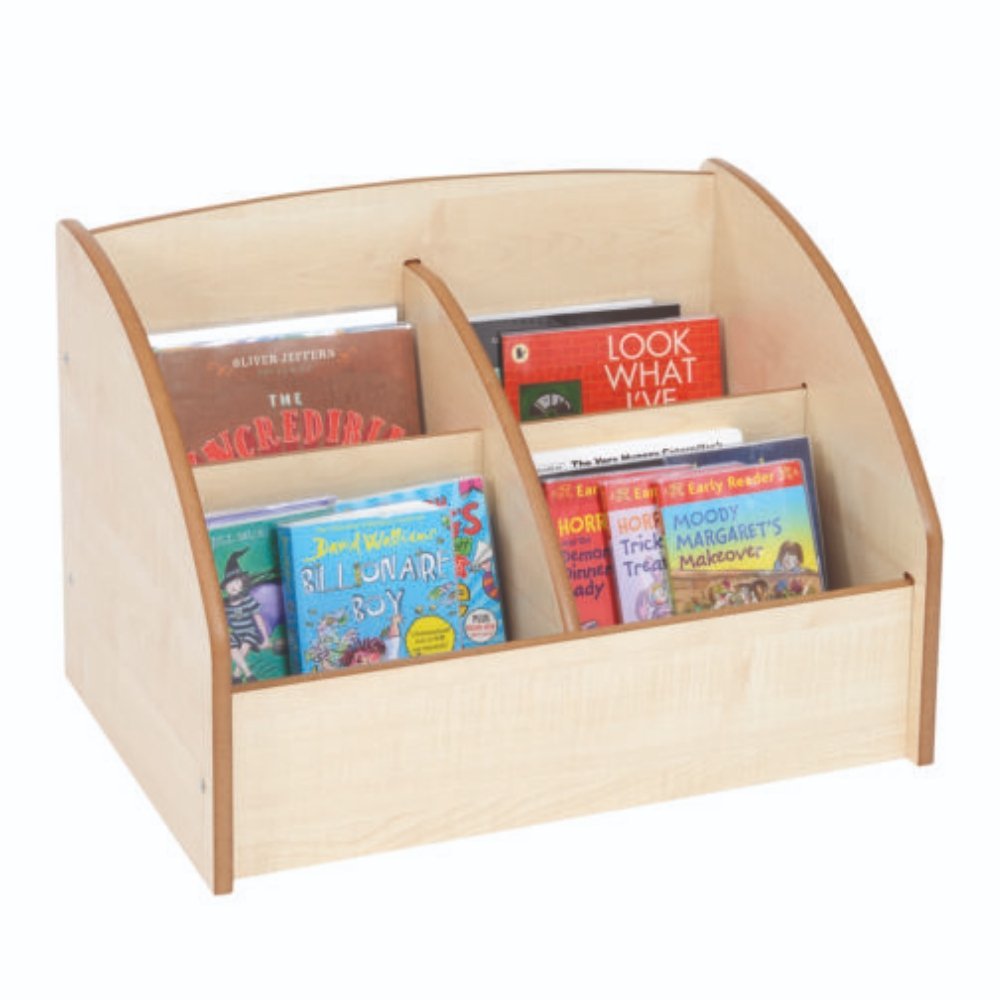 Reading Corner Big Book Kinderbox, This Reading Corner Big Book Kinderbox has 4 individual slots for big book storage!This Reading Corner Big Book Kinderbox has 4 compartments great for storing books and a variety of other items, this product is ideal for schools and nurseries, especially in reading corners and libraries. Manufactured in multi-coloured 15mm vinyl covered MDF Polished bull-nosed edges Four Storage compartments. Two for big books & two for smaller books 600mm wide 430mm highest point at back 