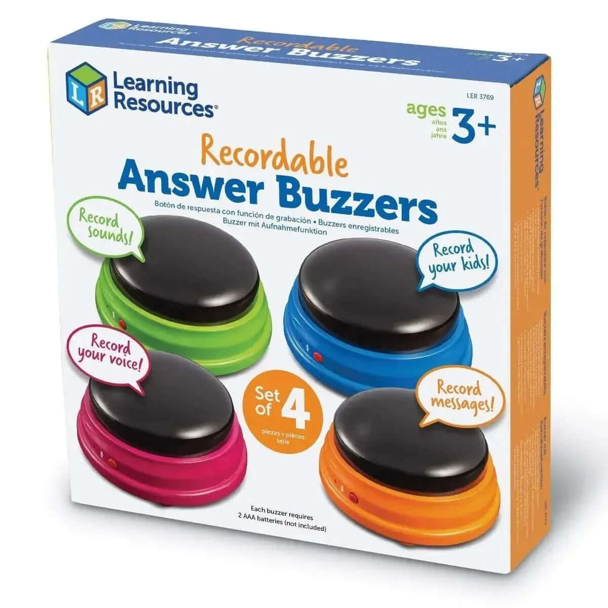 Recordable Answer Buzzers Set of 4-Recordable Answer Buzzers Set of 4