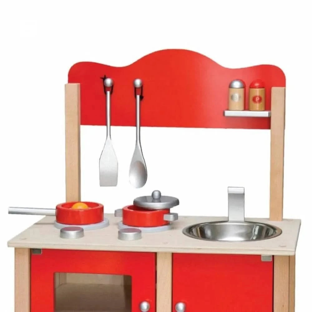 Red Wooden Kitchen Station-Red Wooden Kitchen Station