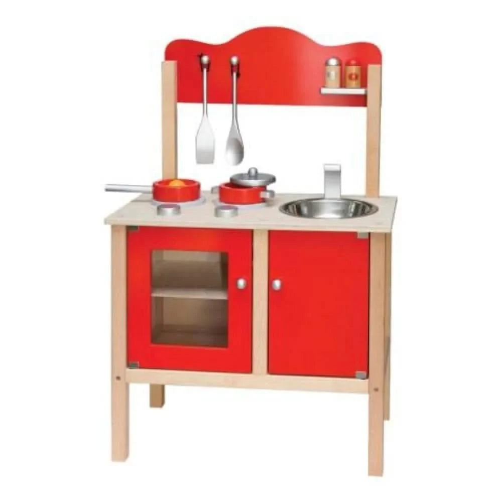 Red Wooden Kitchen Station-Red Wooden Kitchen Station