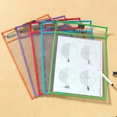 Reusable Wipe-Clean Pockets Set of 5-Reusable Wipe-Clean Pockets Set of 5