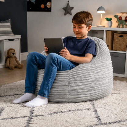 Ribbed Faux Fur Beanbag Single Seater in a modern children's setting - lifestyle image 3