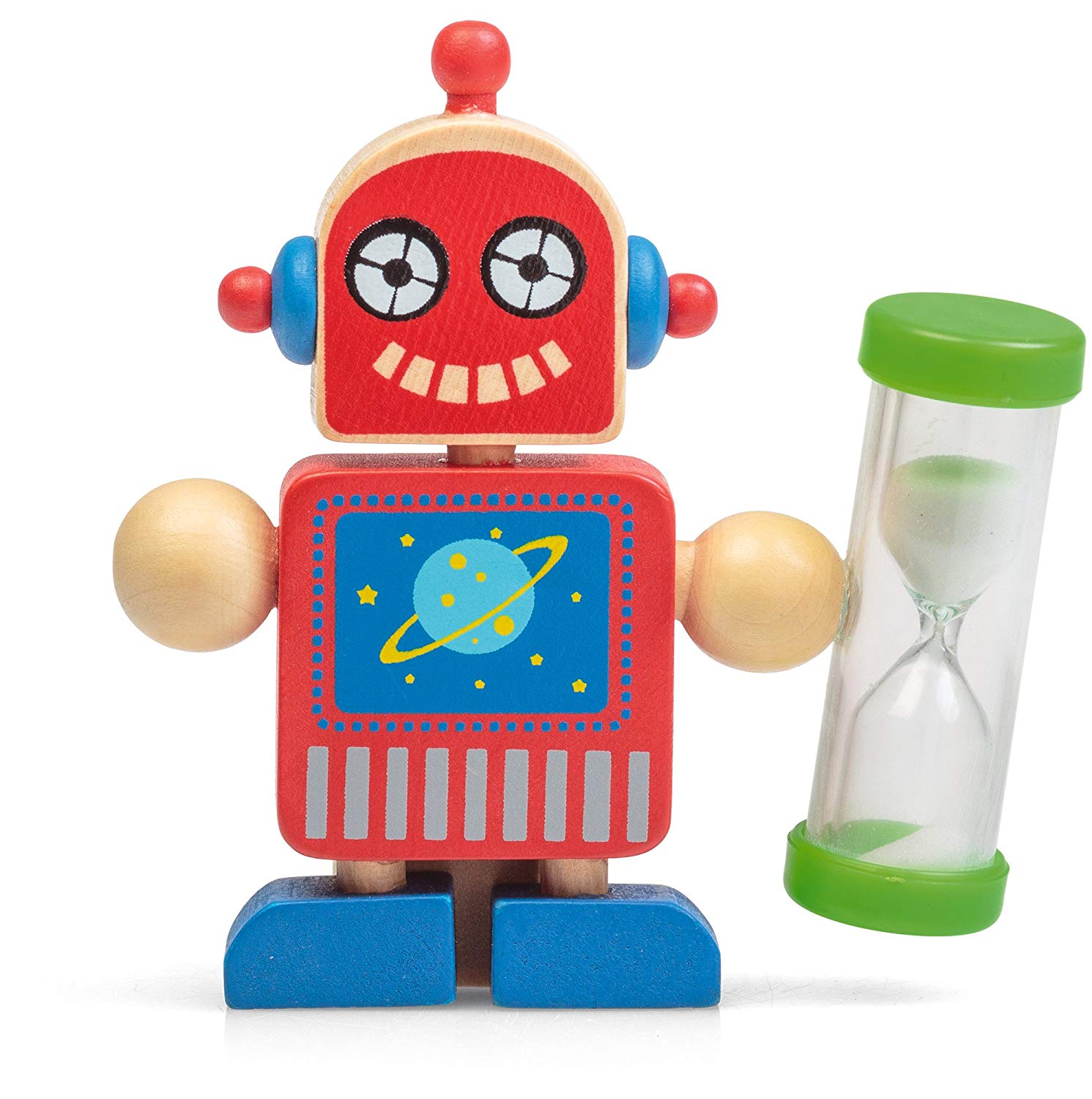 Robot Tooth Brush Timer, Robots sure are helping us more and more these days, they can even advise how long you should clean your teeth for! Just flip over the Robot Tooth Brush Timer in this robot's hand and start scrubbing away at your gnashers. The Robot Tooth Brush Timer is a fantastic 3 minute sand timer which will encourage children to wait out the 3 minute time. When the final grain of sand tumbles through the hourglass it's time to rinse and spit, then place your toothbrush back in the robot's backp