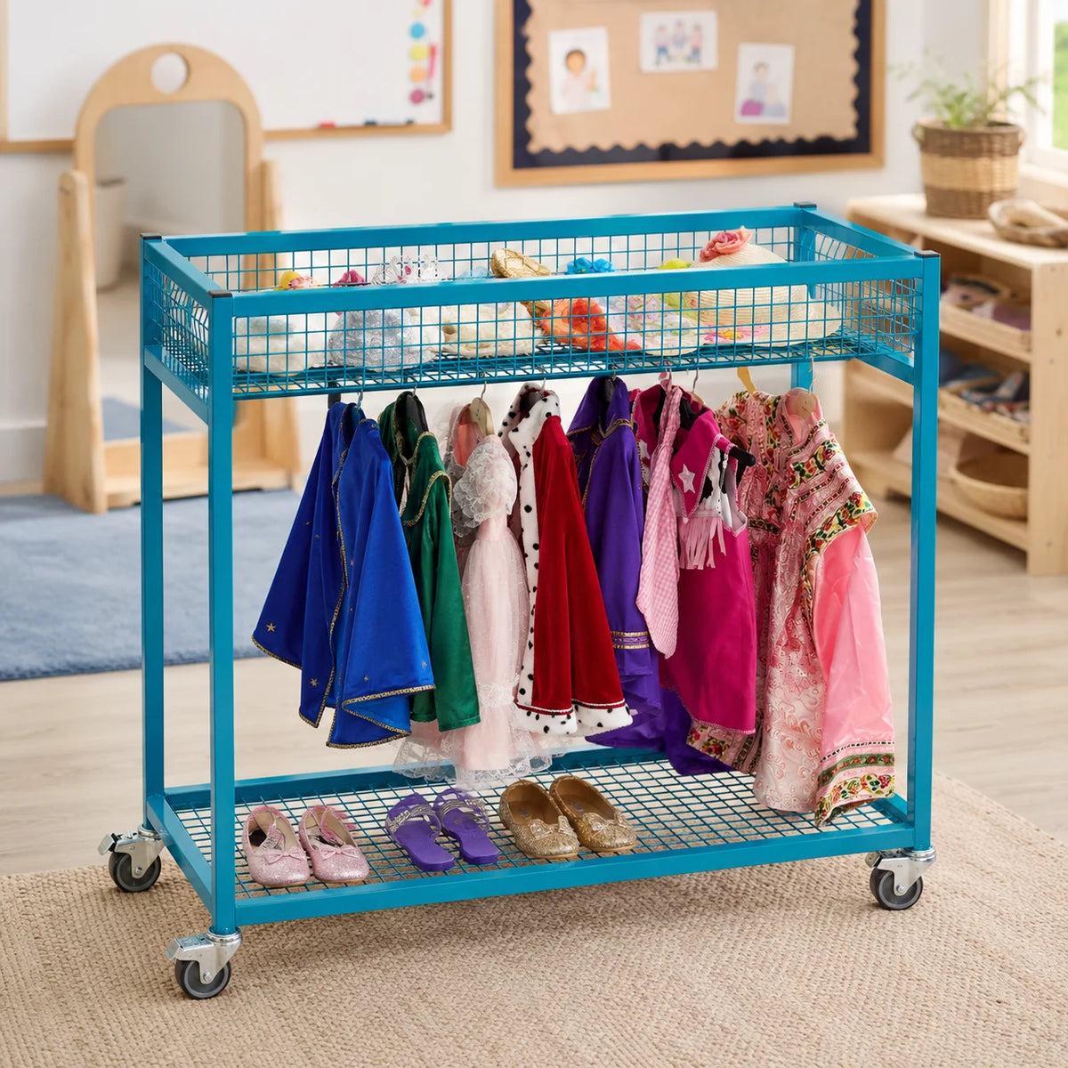 Role Play Dressing Up Metal Storage Trolley Blue-Role Play Dressing Up Metal Storage Trolley Blue