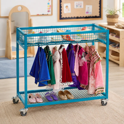 Role Play Dressing Up Metal Storage Trolley Blue-Role Play Dressing Up Metal Storage Trolley Blue