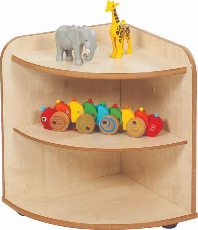 Rookie Range 2 High Corner Unit, The Rookie Range 2 High Corner Unit can serve many purposes. This Rookie Range 2 High Corner Unit can accommodate large-sized toys and other learning materials. Simply add some large baskets so you can sort all toys accordingly. The Rookie Range 2 High Corner Unit comes in a maple colour with plenty of room for storage, this set will blend with style perfectly in any room! Weight 7 kg Dimensions 360 × 360 × 442 mm, Rookie Range Corner Shelf Unit,PlayScapes Low Level 90° Corn