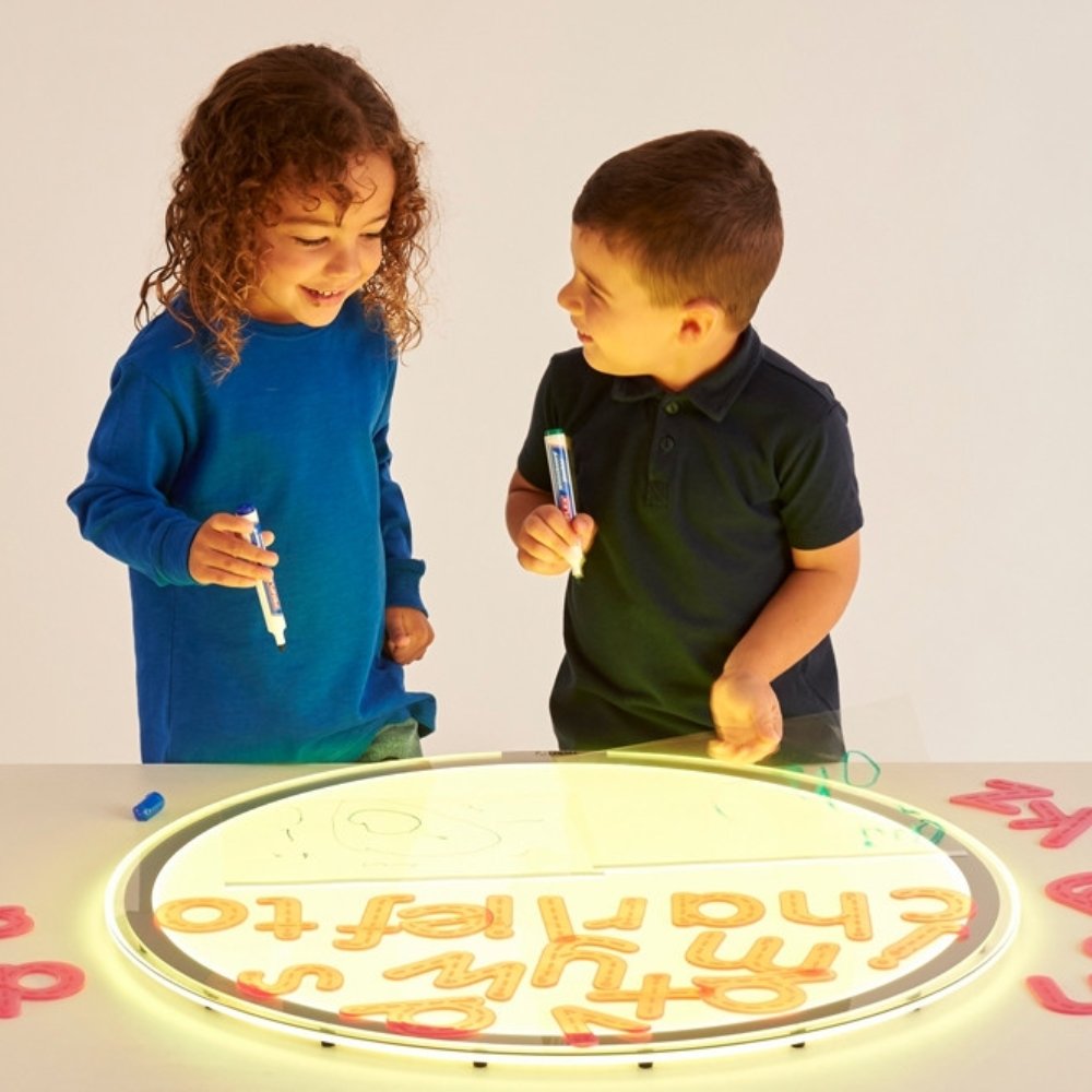Round Colour Changing Light Panel, Children will be fascinated by the Round Colour Changing Light Panel which allows them to discover a new world bathed in coloured light. The Round Colour Changing Light Panel offers the opportunity to explore the effects of colour mixing, opacity and transparency and to observe natural made objects in a interesting and different way. The Round Colour Changing Light Panel is powered by a low voltage mains power supply, they use the latest LED strips and diffusers to evenly 