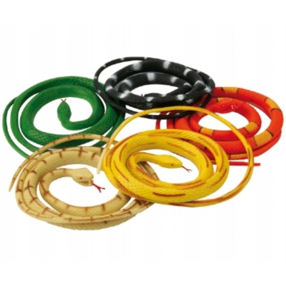 Rubber Snake Toy, Made from high-quality rubber materials, this toy snake is also safe for your kids to play with. It features intricate details and a lifelike appearance that will surely fascinate your little adventurers. Its three assorted colours add to its charm, making it an attractive and realistic-looking toy.The Snake toy is perfect for role-playing activities, educational purposes, or just for pure fun. It's lightweight and easy to carry around, enabling your kids to bring it along on their outdoor