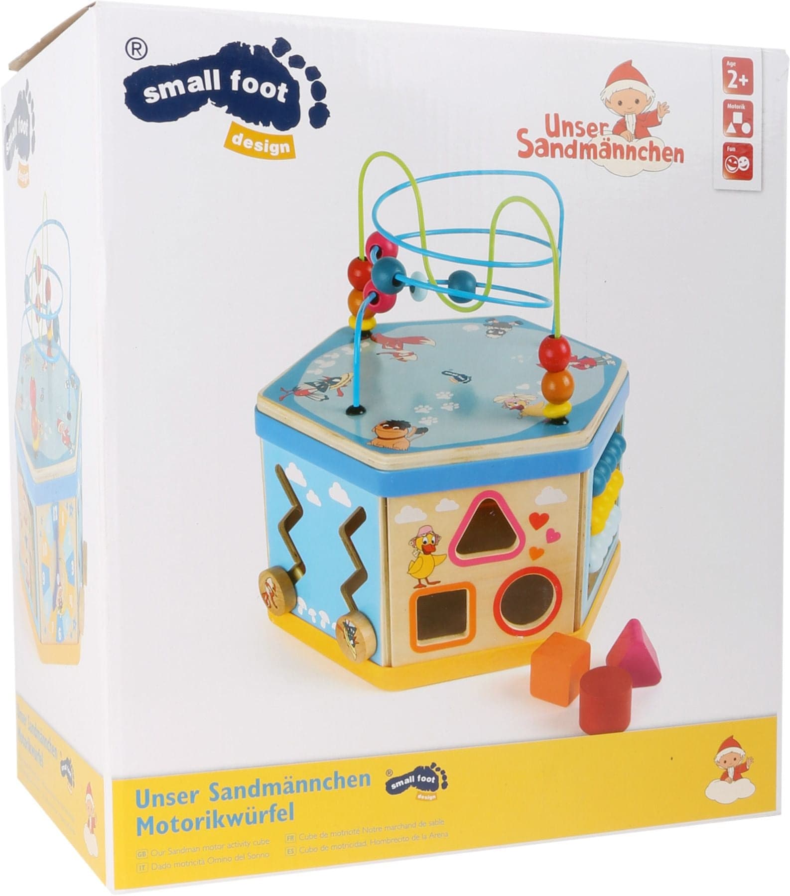 Sandman Motor Skills Training Cube, Looking for a fun and engaging toy that will help your child develop important motor skills and abilities? Look no further than the Sandman Motor Skills Training Cube! Made from sturdy wood and featuring colorful images of Sandman and his friends, this cube is packed with exciting features that will keep your child entertained for hours. Each side of the cube offers a different function for playing, including a motor skills training loop that can be removed to empty out t
