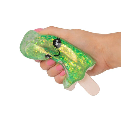 Green Scrunchems Sugar Ice Lolly being squeezed by hand