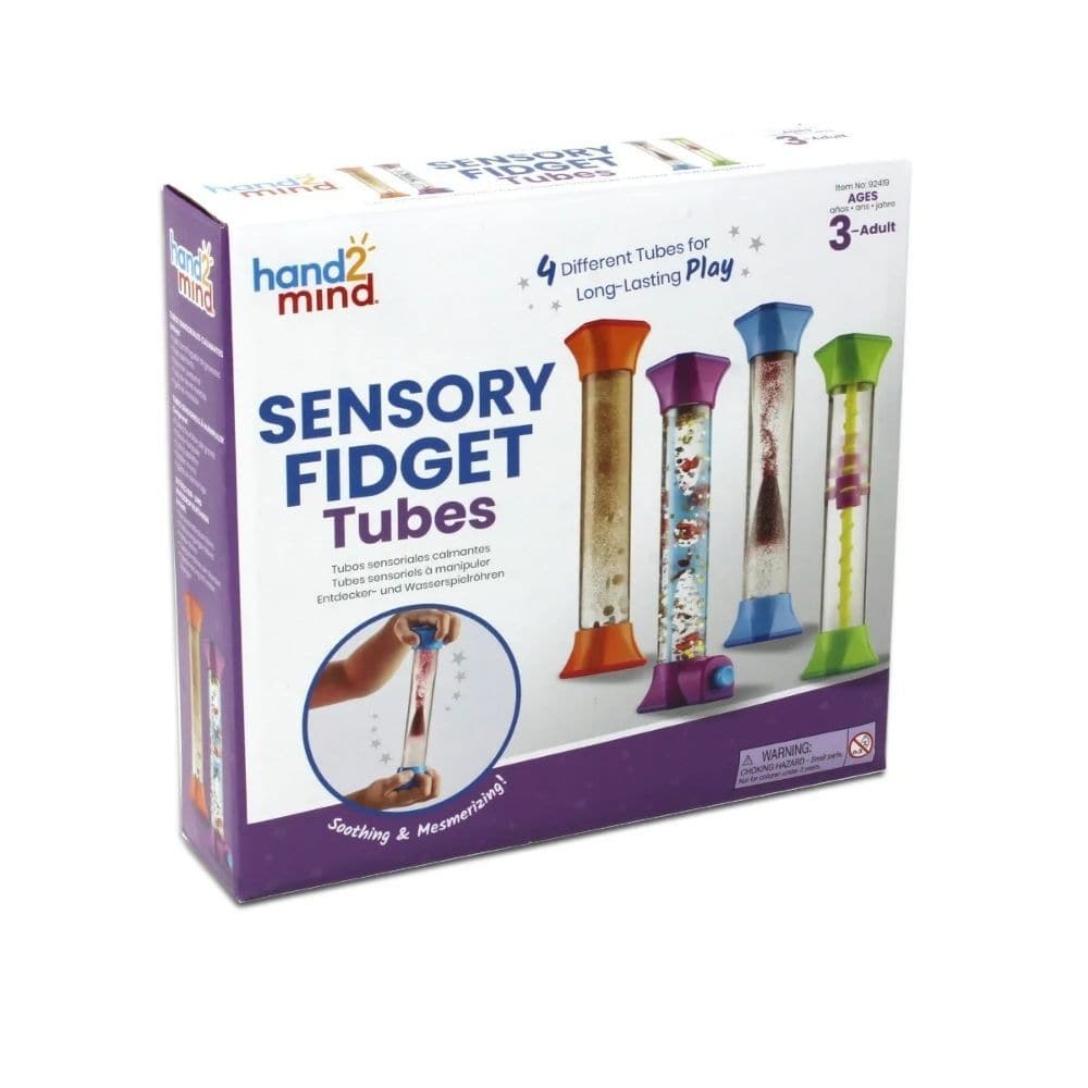 Sensory Fidget Tubes, Mesmerising motion inside the Sensory Fidget Tubes offers children a soothing visual distraction to help them focus and calm down. These fidget toys have been specially developed for kids, are easy for little hands to grip, and child-friendly tubes are permanently sealed.The Sensory Fidget Tubes are so hypnotic, adults will love them, too. Help your students manage their emotions, focus their attention and practise quiet, calm engagement with our 4 colourful Sensory Fidget Tubes. These