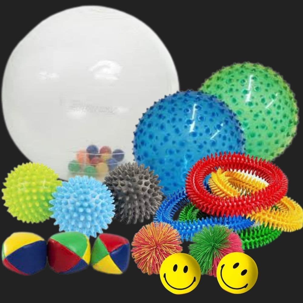 Sensory Motor Skills Kit, Experience the perfect blend of fun and skill enhancement with the Sensory Motor Skills Kit. This all-inclusive kit is meticulously crafted to offer an exciting range of sensory balls, toys, and tactile squeezes, stimulating both sensory awareness and motor development. Whether you're a therapist seeking therapeutic tools, a parent looking to aid your child's development, or simply searching for a fun, engaging playtime kit, this collection is sure to serve your purpose. Key Featur