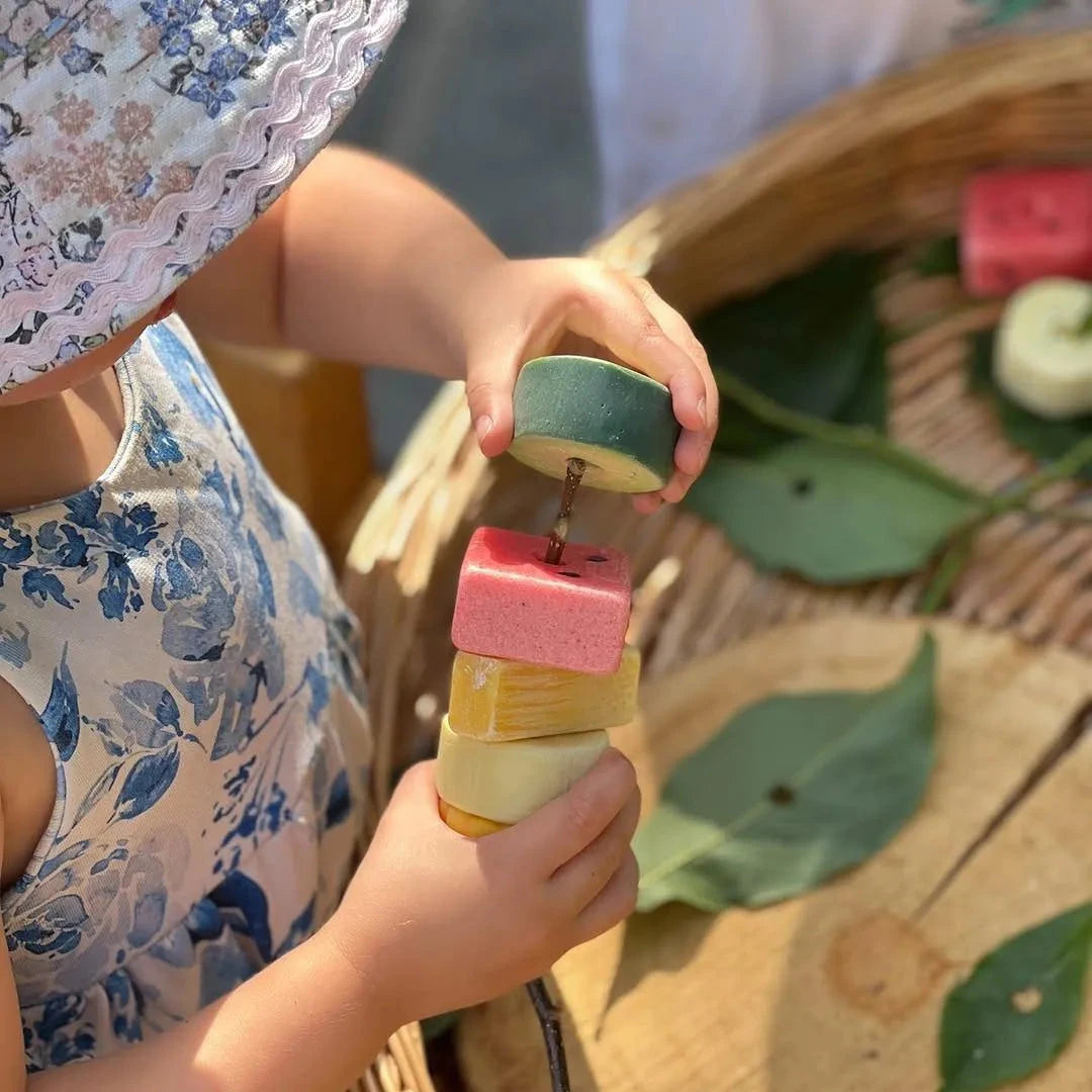 Sensory Play Stones Threading Kebabs-Sensory Play Stones Threading Kebabs