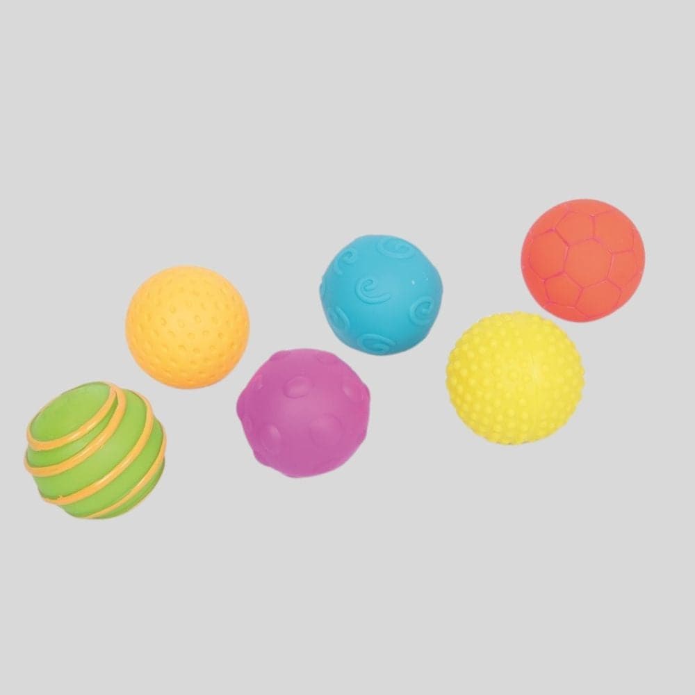 Sensory Texture Balls Pk6, Discover a World of Textures and Sensations with this Sensory Texture Balls set.Elevate your child's sensory experience with our pack of six differently textured balls. Perfectly crafted for little explorers over the age of 6 months, these balls are designed with an optimum size, making them a delightful fit for tiny hands. Why Choose Our Sensory Texture Ball Pack? Variety in Texture: Each ball boasts a unique texture, promising varied tactile experiences. Kids will love to touch,