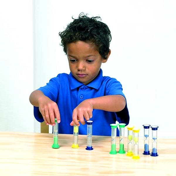 Set of 30 Mixed Mini Sand Timers 1, 3 & 5 Minute, The Pack of 30 Robust Colour Coordinated Sand Timers is perfect for ensuring accurate interval times for individual pupil use. Whether in science or mathematics lessons, these sand timers are an ideal tool for teachers and students alike.This set includes 10 sand timers that each measure 1 minute, indicated by a vibrant green color. With these timers, students can easily track one-minute intervals, making it suitable for various activities and exercises.Furt