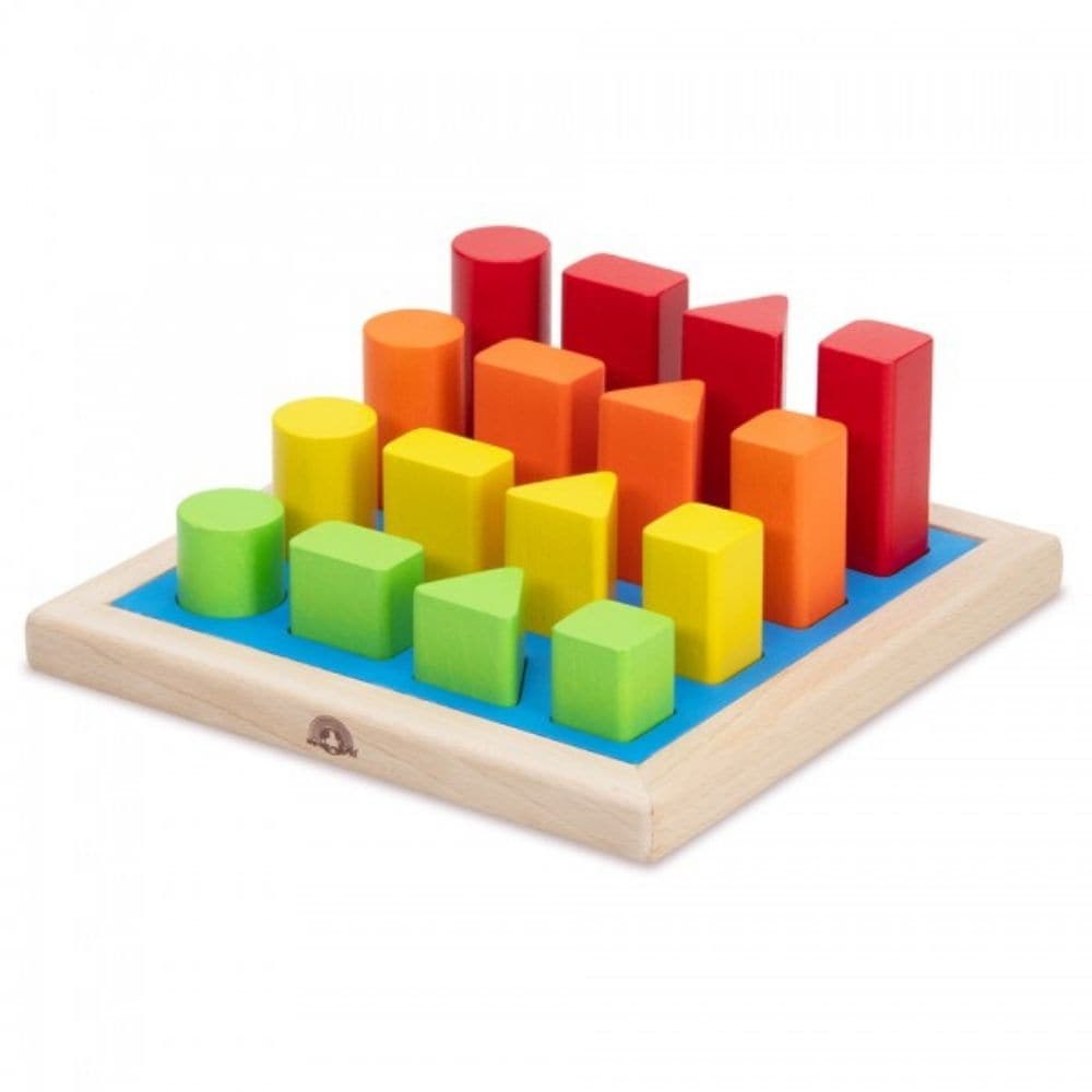 Shape Sequence Blocks, Introducing the Shape Sequence Blocks – the perfect tool for early colour and shape recognition, sorting, and endless fun! This educational toy is designed to engage young minds and introduce them to a world of shapes and colours in an entertaining and interactive way.The Shape Sequence Blocks set includes a sturdy wooden board and a collection of colourful blocks that feature basic geometric shapes. By using the sorting function of the board, children can match each block to its corr