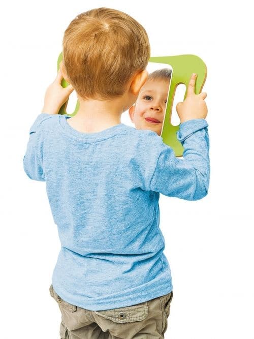 Shatterproof Handle Mirror, Introducing the Shatterproof Handle Mirror, the perfect mirror designed with children in mind. With its smooth rounded corners and easy-to-grip handles, this delightful mirror is not just safe but also fun to use.Our child-friendly design allows little ones to get up-close and personal with their own facial features and expressions. It's a great tool for exploring emotions and self-regulation. Children can practice making different faces and match them with corresponding moods, h