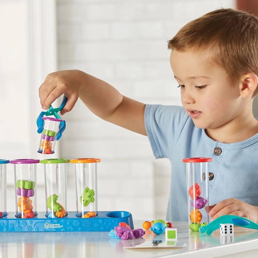Silly Science Fine Motor Set, When children sort the colourful germs in this fun science-themed STEM toy for kids, little ones explore the building blocks of early science skills.The Silly Science Fine Motor Set are ideal for fine motor skills activities in the classroom or at home, children use fun, child-friendly lab equipment to sort germs into test tubes, while building counting, patterning, and matching skills as they go. With the help of this Silly Science Fine Motor Set preschool activities, young ch