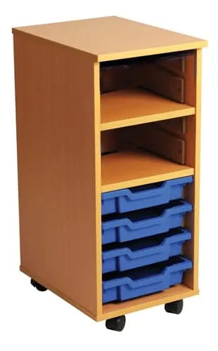 Single Bay Mobile Art Storage Combi Unit with 4 Trays-Single Bay Mobile Art Storage Combi Unit with 4 Trays
