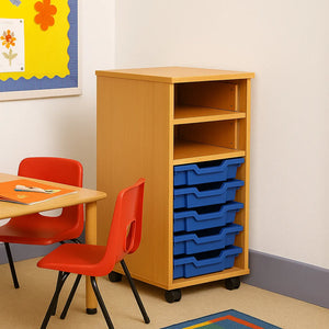 Single Bay Mobile Art Storage Combi Unit with 4 Trays-Single Bay Mobile Art Storage Combi Unit with 4 Trays