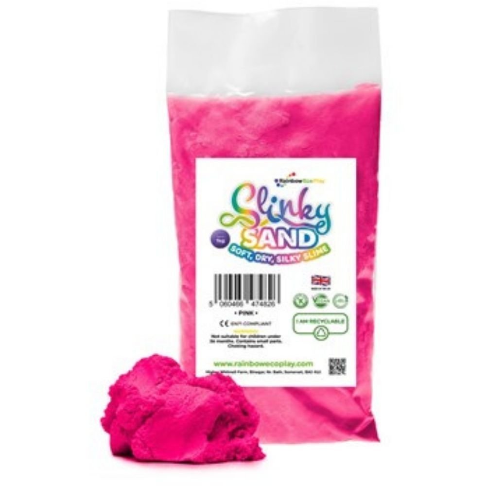 Slinky Sand Pink 1kg Bag, Dive into a world of tactile wonder with the Slinky Sand Pink 1kg Bag! Perfectly crafted for hands that love to explore, our Slinky Sand offers a mesmerizing blend of sand and slime-like characteristics, making it an unmatched sensory delight. Key Features: Touch & Feel: Ultra-light and incredibly tactile, Slinky Sand promises a sensory experience like no other. Watch as it flows between your fingers, feeling dry like sand yet moving with the captivating ease of slime. Development 