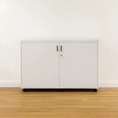 Sloping Tray Unit With Lockable Doors And Plastic Black Handles-Sloping Tray Unit With Lockable Doors And Plastic Black Handles