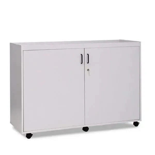 Sloping Tray Unit With Lockable Doors And Plastic Black Handles-Sloping Tray Unit With Lockable Doors And Plastic Black Handles