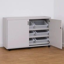 Sloping Tray Unit With Lockable Doors And Plastic Black Handles-Sloping Tray Unit With Lockable Doors And Plastic Black Handles