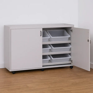 Sloping Tray Unit With Lockable Doors And Plastic Black Handles-Sloping Tray Unit With Lockable Doors And Plastic Black Handles