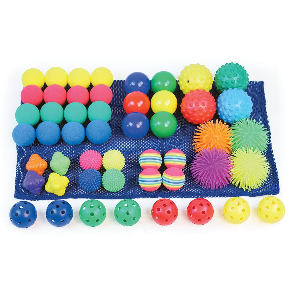 Small Ball Kit, Unearth the wonders of sensory stimulation and playful exploration with our Small Ball Kit! Designed with careful attention to detail, this collection caters to a child's innate curiosity, tactile senses, and enthusiasm for discovery. Key Features: Kaleidoscope of Colours: Dive into a sea of vibrant hues with each ball, making playtime more visually stimulating and fun. Diverse Textures: Each ball boasts a unique texture, ranging from smooth and slippery to bumpy and grippy, offering a varie