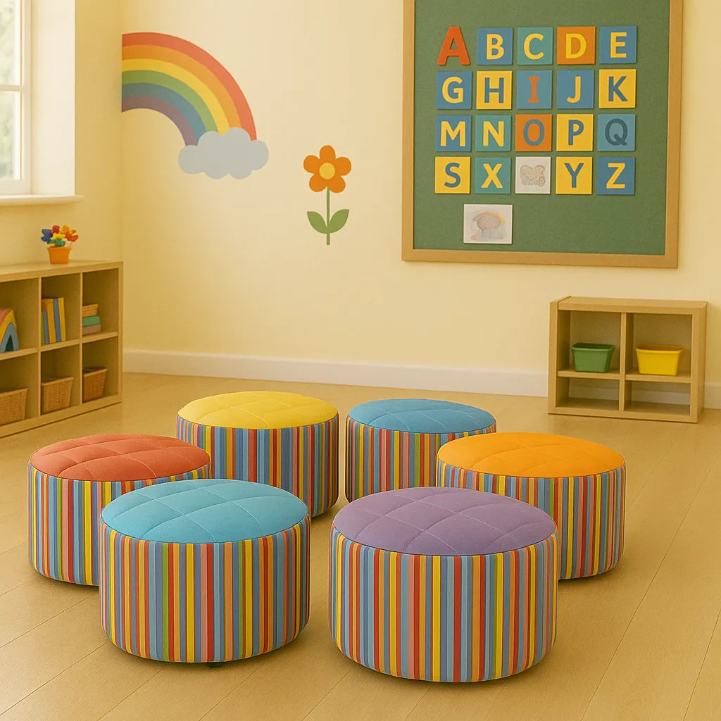 Small Hexagonal Pouffe Set of 6-Small Hexagonal Pouffe Set of 6