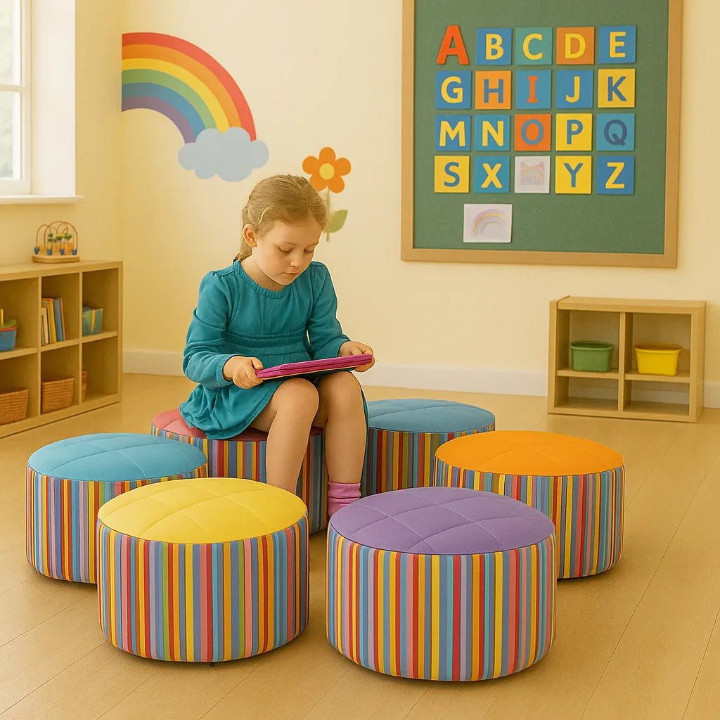 Small Hexagonal Pouffe Set of 6-Small Hexagonal Pouffe Set of 6