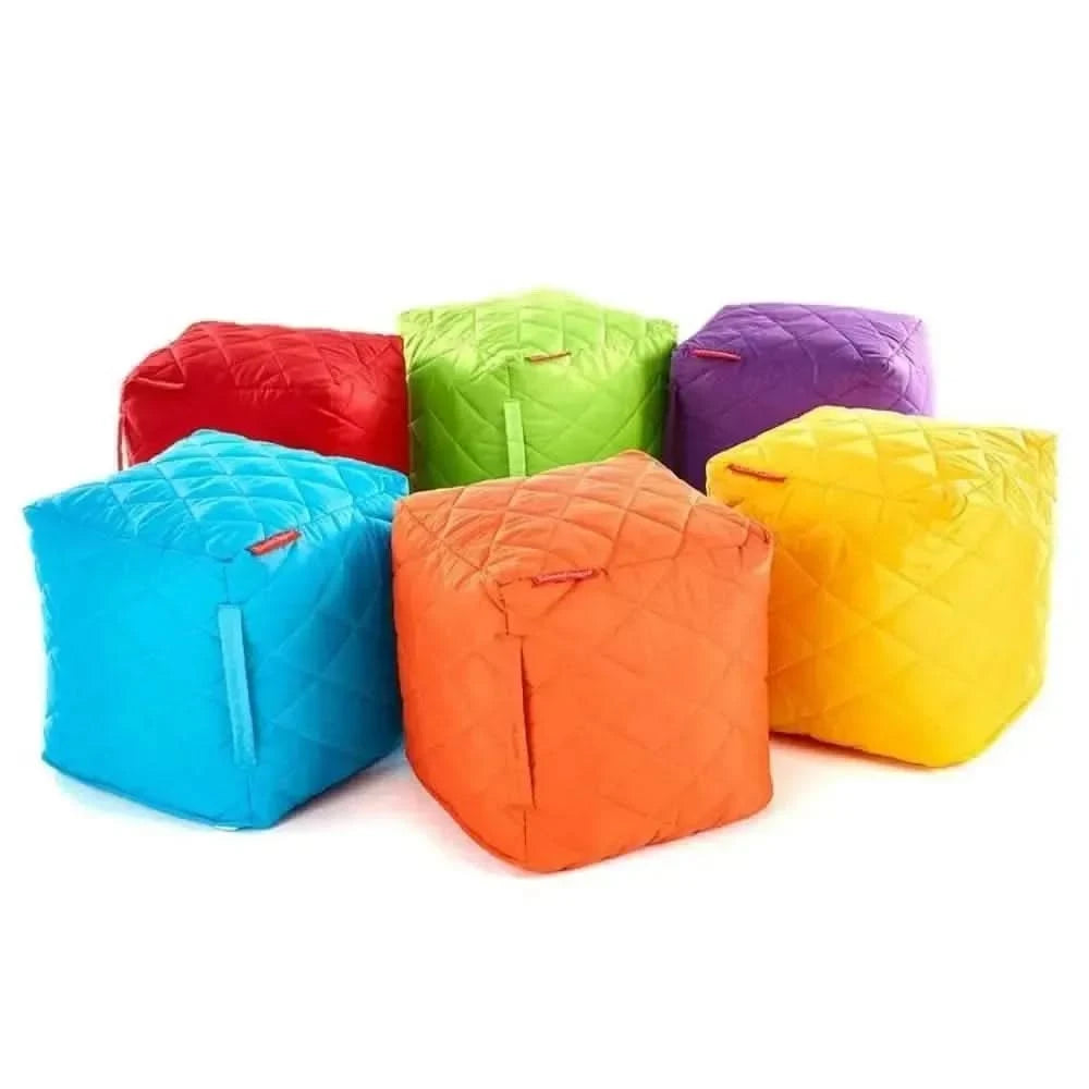Small Quilted Bean Bag Cubes Set of 6-Small Quilted Bean Bag Cubes Set of 6