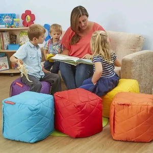 Small Quilted Bean Bag Cubes Set of 6-Small Quilted Bean Bag Cubes Set of 6