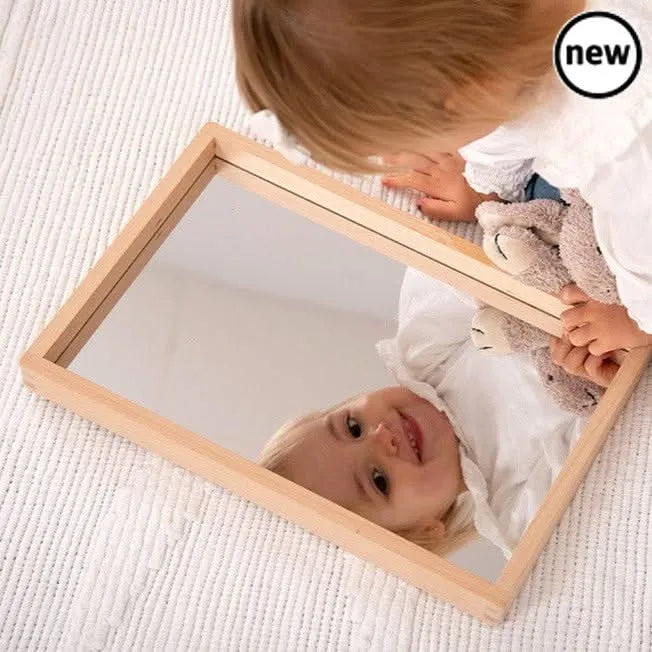 Small Wooden Mirror Tray-Small Wooden Mirror Tray
